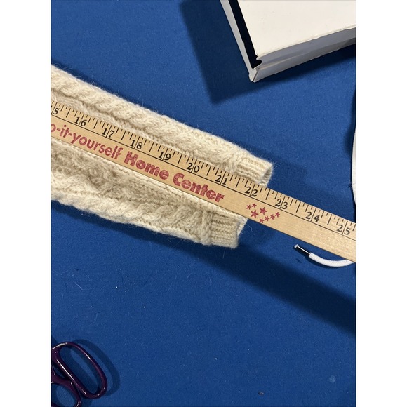 Aran Mor Cable Knit Sweater Size S Cream Merino Wool Cardigan Shawl/Button Neck - Picture 4 of 10